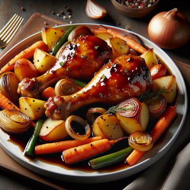 Honey Soy Chicken Drumsticks with Roast Veggies