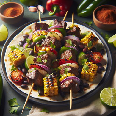 Beef Skewers with Smoky BBQ Corn Salad