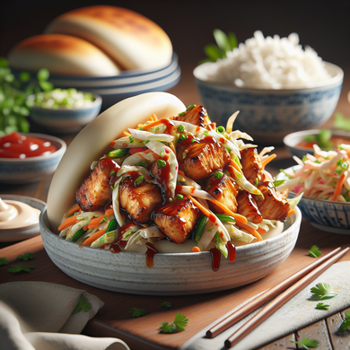 Chicken Bao Buns with Crunchy Asian Slaw