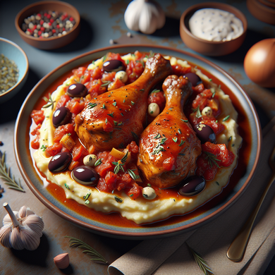 Braised Chicken Drumsticks with Garlic Mash