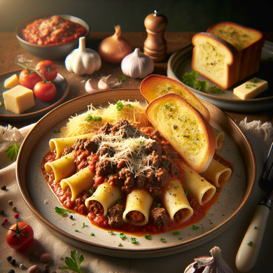 Beef Mince and Ricotta Stuffed Cannelloni with Garlic Bread